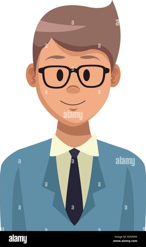 Businessman with glasses profile cartoon vector illustration graphic ...