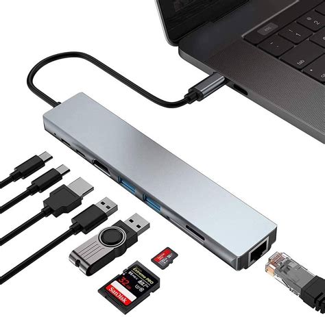 Adapter Przej Ci Wka Hub Usb C Hdmi K Lan Rj Usb Ft Sd Pd