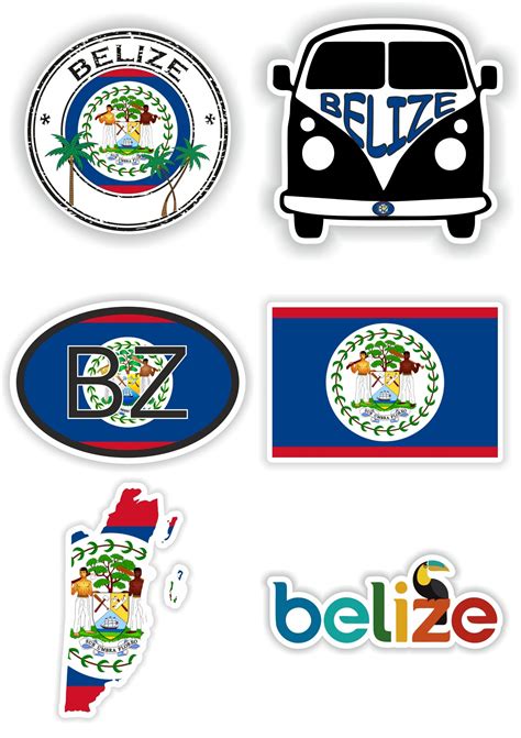 Belize Set Of Stickers For Laptop Book Water Bottle Fridge Guitar