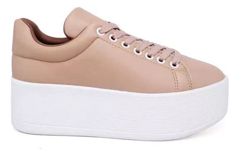 Tenis Feminino Plataforma Nude Sola Alta Fashion Blogueira Frete Gr Tis