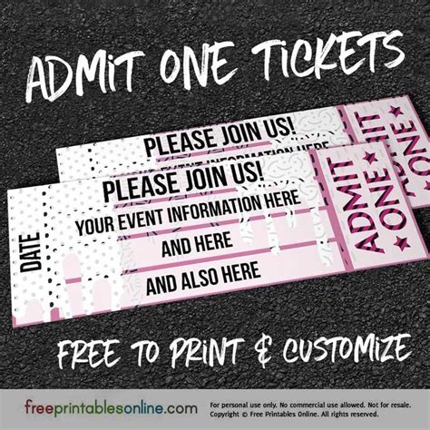 Admit One Ticket Template | Drip Drop Design