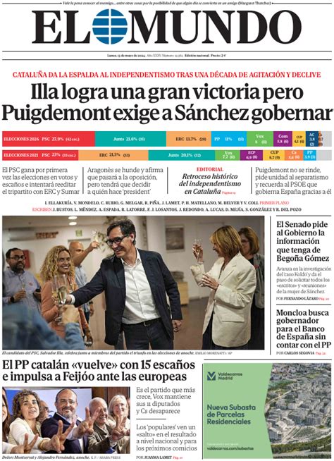 Portada De EL MUNDO Del Lunes 13 De Mayo De 2024 Medios