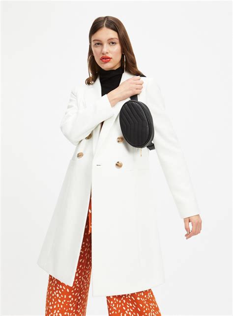 Miss Selfridge Synthetic White Smart Coat Lyst