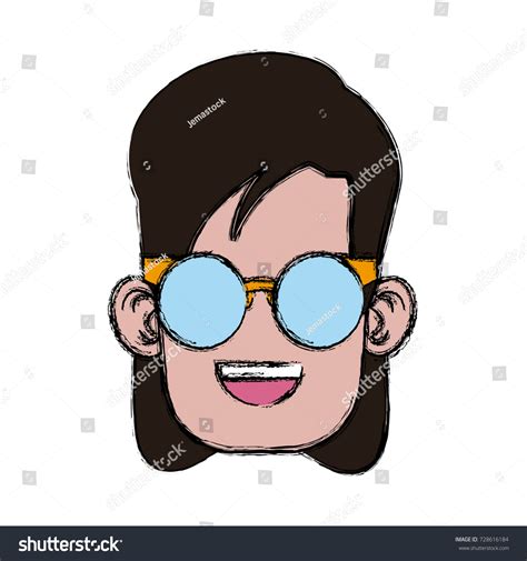 Cute Girl Glasses Cartoon Stock Vector Royalty Free 728616184