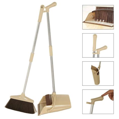 Large Broom And Dustpan Set Heavy Duty Dust Pan With Long Handle