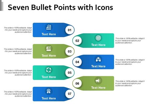 Seven Bullet Points With Icons Powerpoint Design Template Sample