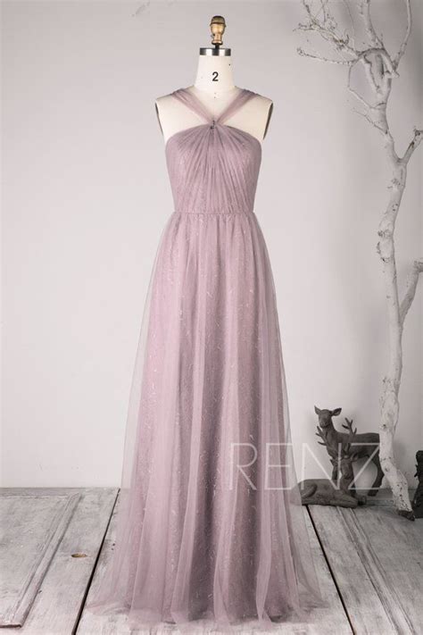 Prom Dress Dark Mauve Tulle Bridesmaid Dress Convertible Etsy Tulle