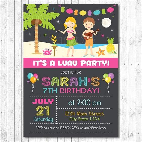 Hawaiian theme Party Invitations Printable Luxury Free Printable Luau ...