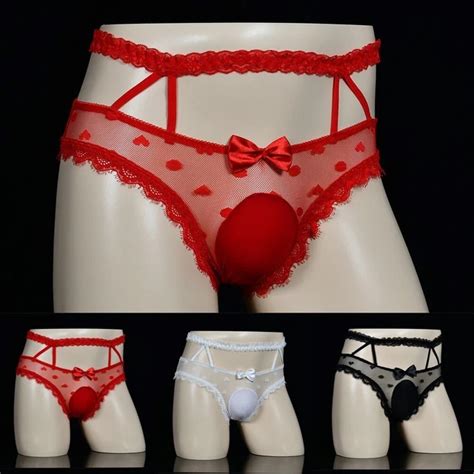 MENS LACE THONG Sissy Pouch Panties Gays See Through Underwear Briefs Lingerie 9 08 PicClick UK