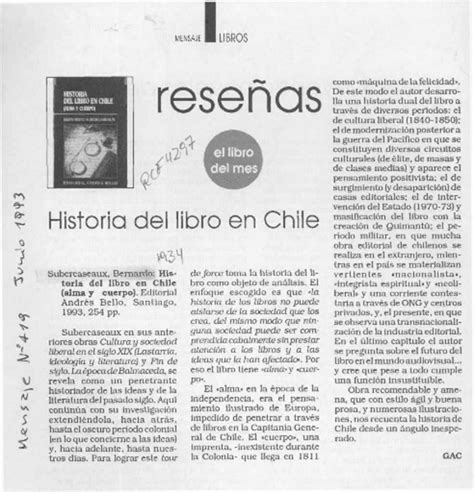 Historia del libro en Chile artículo GAC Biblioteca Nacional