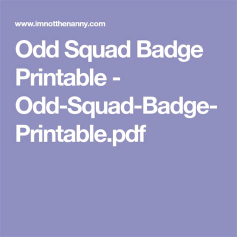 Odd Squad Badge Printable - Odd-Squad-Badge-Printable.pdf | Odd squad ...