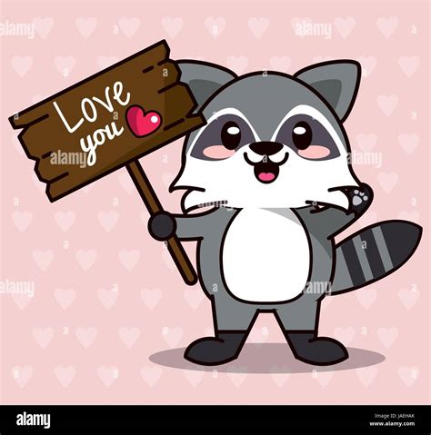 Kawaii Raccoon Stock Vector Images Alamy