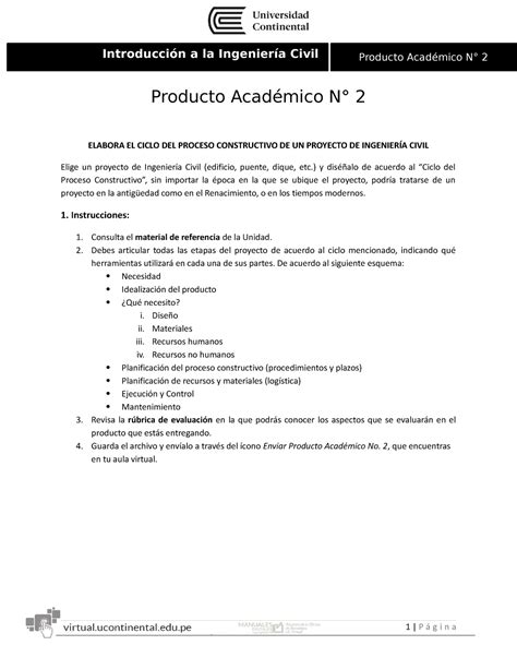 Producto académico N2 Entregable Producto Académico N 2 ELABORA EL