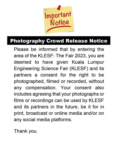 Photography Crowd Release Notice 2023 KLESF