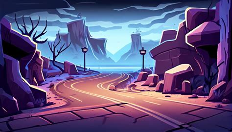 Premium Photo | Road 2D background environment for a mobile game A high ...