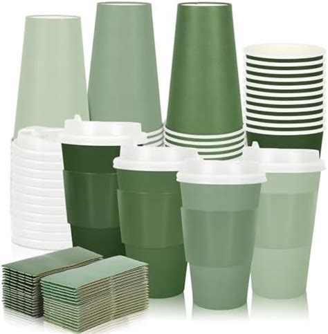 Amazon Whaline Pcs Sage Green Disposable Coffee Cups With Lids