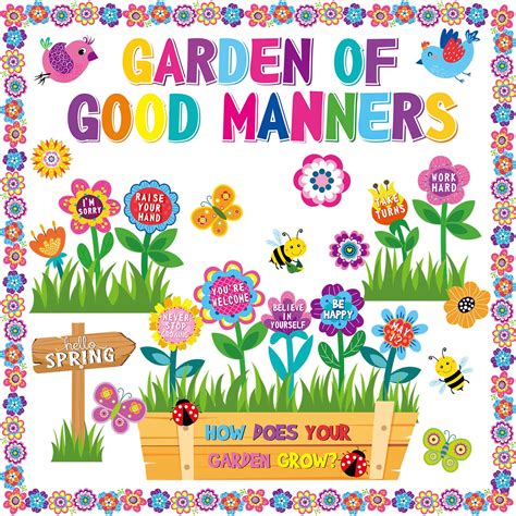 Relithick Spring Bulletin Board Decorations Set Garden Of Good Manners Positive