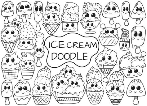 Premium Vector Hand Drawn Cute Ice Cream Doodle Collection