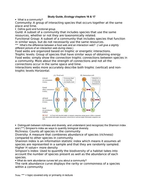 Guide 16 17 Study Guide Ecology Chapters 16 17 What Is A Community