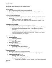 Sex And Gender Docx Sex And Gender How Society Defines The Biological And Societal Constructs
