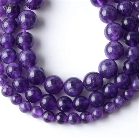 Perles De Jade Rondes Violettes Et Pierres Naturelles D Am Thystes