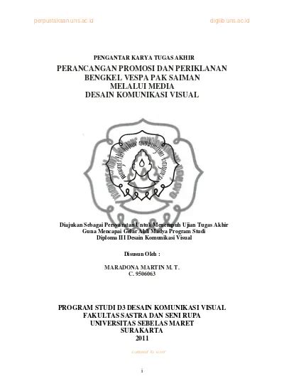 Pengantar Karya Tugas Akhir Perancangan Promosi Dan Periklanan