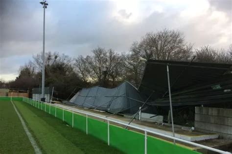 Waltham Abbey FC forced to relocate match after Storm Eleanor blows down spectator stand ...