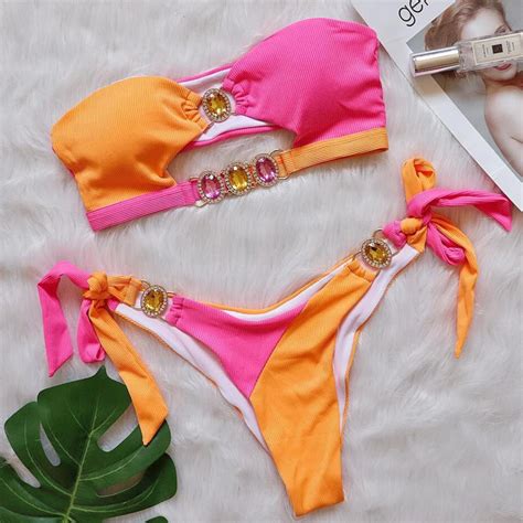 Rhinestone Swimwear Women Brazilian Bikini Sexy Brazilian Bikini Set