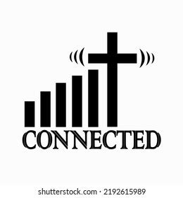 Connected Cross Wifi Christian Faith Logo Stock Vector Royalty Free