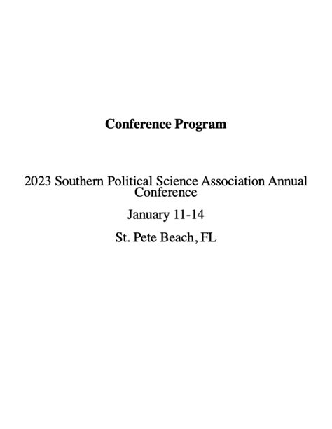 Past Conference Programs Southern Political Science Association