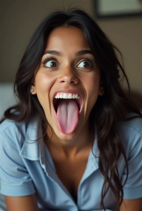 Hot Petite Indian Woman In British School Uniform With Her Mouth Open