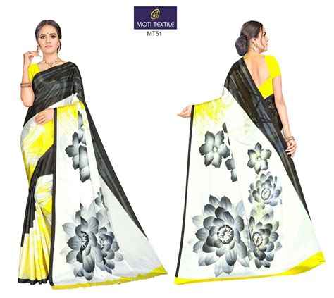 Moti Textiles Party Wear Crepe Silk Digital Print Saree 6 3 M With