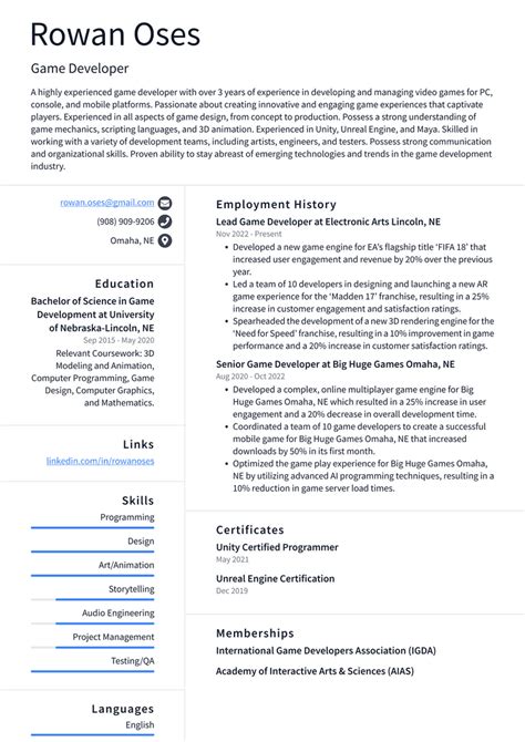 Netflix Game Developer Resume Examples Resumecat