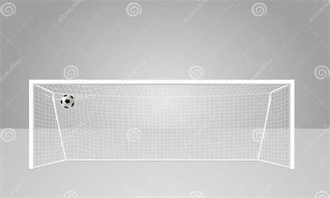 Realistic Football Goal Of White Color With A White Grid Perspective