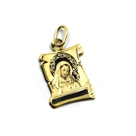 Pendentif M Daille En Or Jaune K Vierge Marie Et J Sus Parchemin