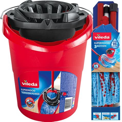 Vileda Mop Bucket Set SuperMocio Compact Microfibre Head Bucket With