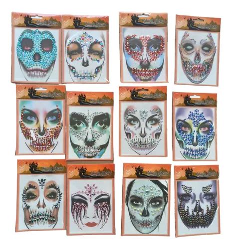 Kit Gemas Para Cara Catrina Tatuaje Maquillaje Piedras Mercadolibre