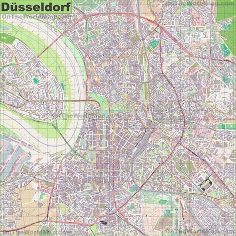 Large detailed map of Düsseldorf - Ontheworldmap.com