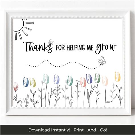 Thanks For Helping Me Grow Teacher Appreciation Fingerprint Craft End