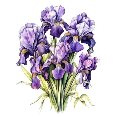 Premium AI Image Purple Flowers Are In A Vase With Green Leaves On A