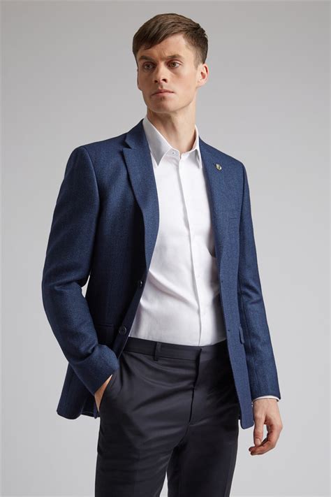 Ted Baker Blue Herringbone Fleck Slim Fit Jacket