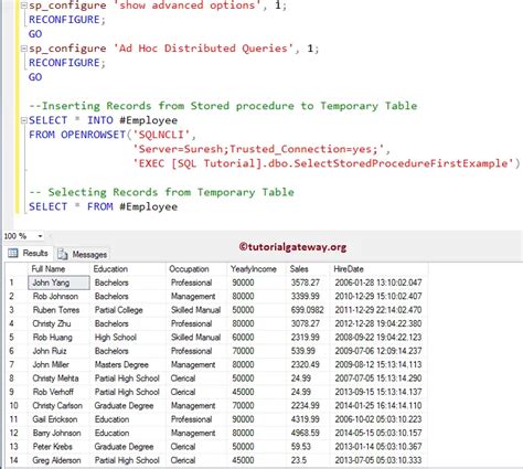 How To Insert Stored Procedure Result Into Temporary Table In SQL Server