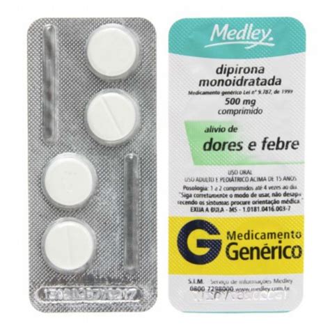 DIPIRONA SÓDICA 500MG MEDLEY 4 COMPRIMIDOS Drogão Super