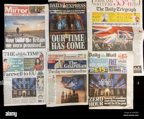 Front pages of British newspapers the on 1st February 2020 following ...