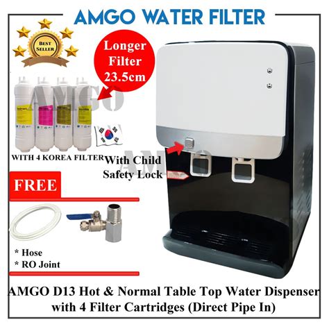 AMGO D13 Hot And Normal Water Dispenser Direct Pipe In With Filter Cartridge Shopee Malaysia