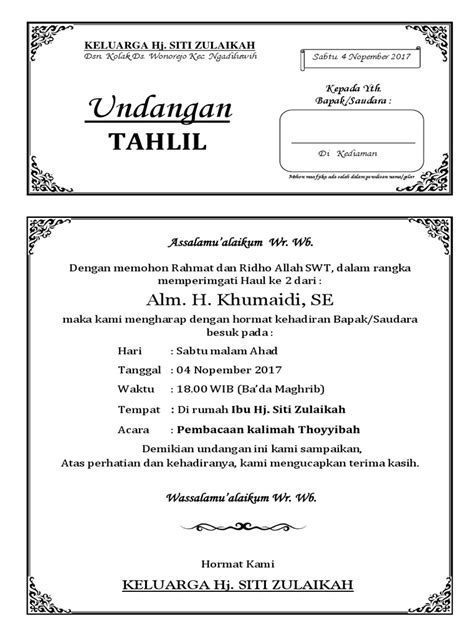 Undangan Tahlil