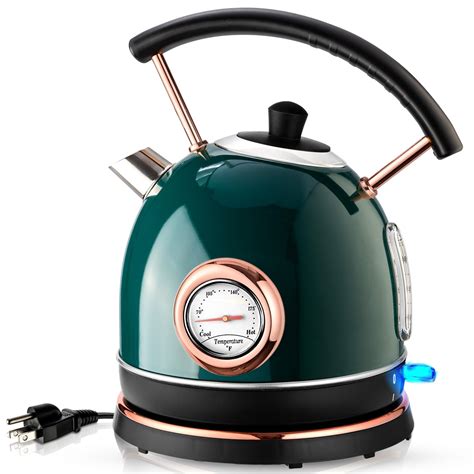 Pukomc Retro Electric Kettle Stainless Steel L Tea Kettle Hot Water Boiler With Temperature