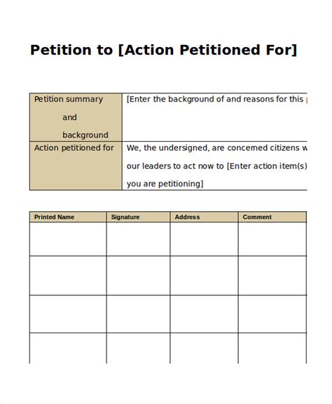 petition templates  word