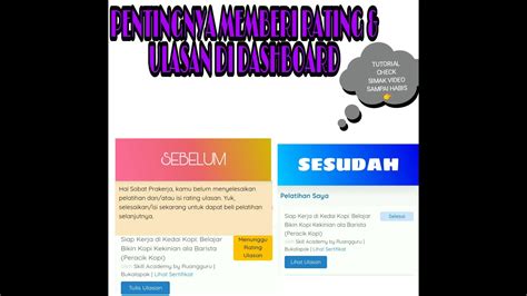 PENTING CARA MEMBERI RATING ULASAN DI DASHBOARD PRAKERJA YouTube