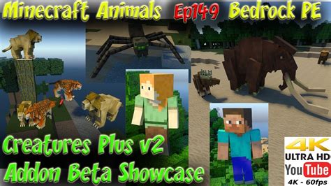 Creatures Plus V2 Addon Beta Showcase Animals Minecraft Bedrock Pe